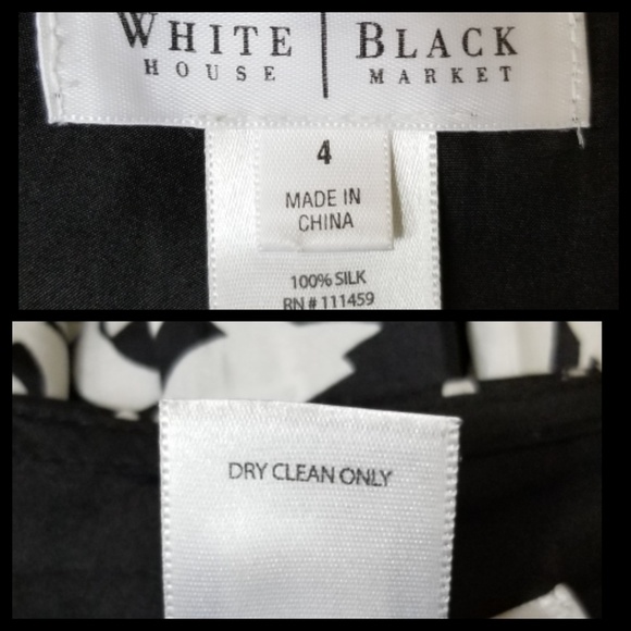 WHBM black white silk midi a line skirt size 4 - Picture 2 of 8